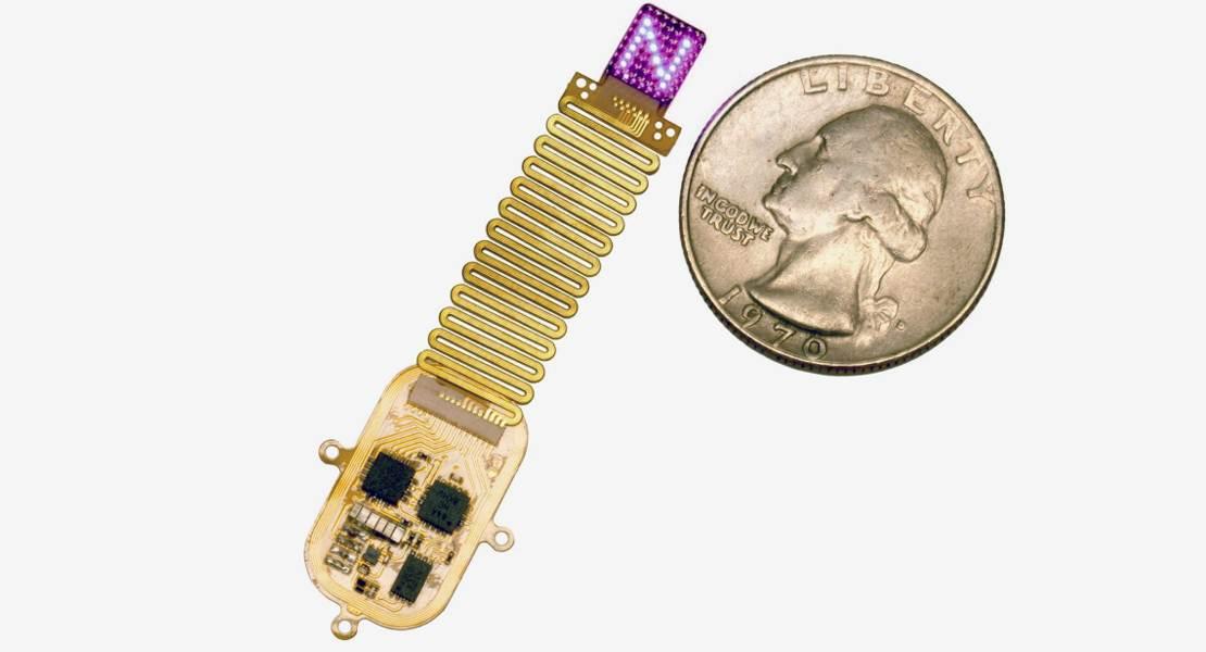 Dispositivo wireless che utilizza la luce per inviare informazioni direttamente al cervello, bypassando i percorsi sensoriali naturali del corpo.